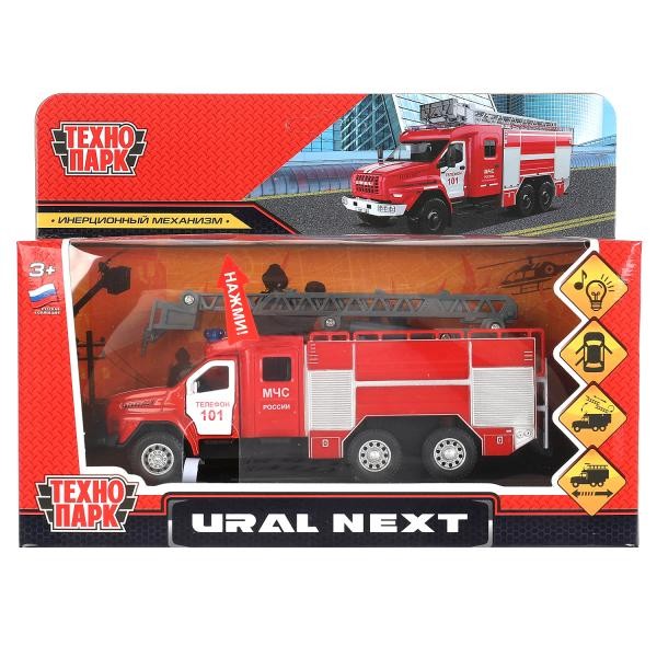 Модель URALNEXT-16SL-FIR УРАЛ NEXT Пожарная красная Технопарк в коробке