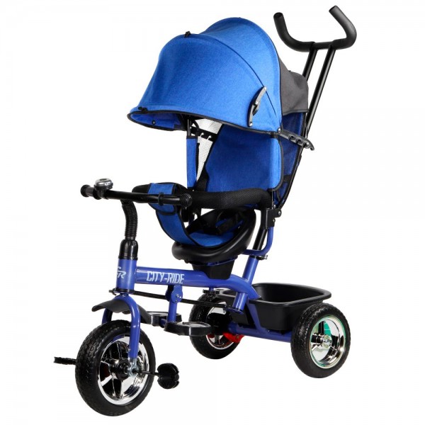 Велосипед трехколесный City-Ride, колеса надувные 10/8 синий CR-B3-03DBL