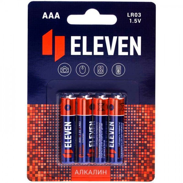Батарейка Eleven AAA (LR03) алкалиновая, BC4 / цена за 1 шт / 301745