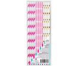 Трубочки бумажные Веселая вечеринка розовый, золотой 19,5 см (12шт) L0277-P