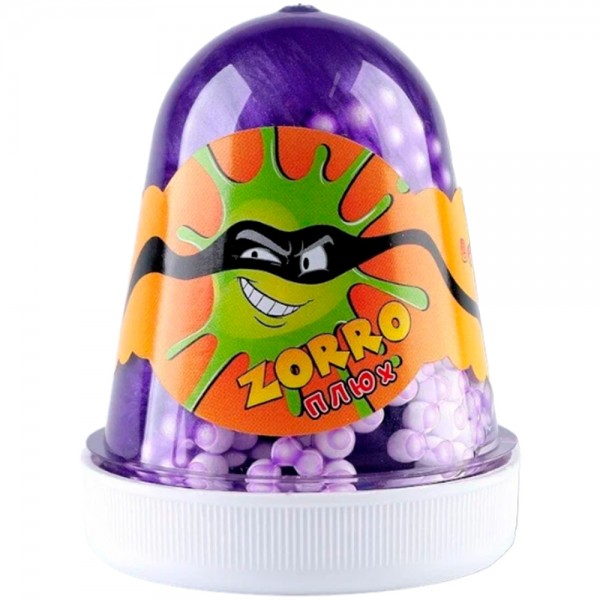 Лизун Слайм Плюх ZORRO перламутровый с шариками фиолетовый 130 гр.
