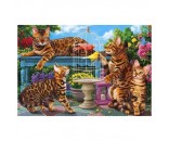Набор для творчества Алмазная мозаика Бенгальские коты в саду с подр. 40*50см AC4024
