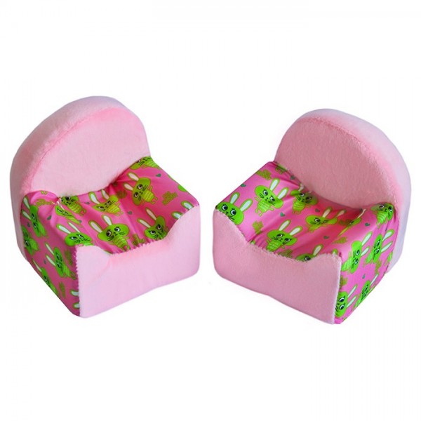 Мебель мягкая 2 кресла Кролики розовые с розовым плюшем НМ-001/1-31