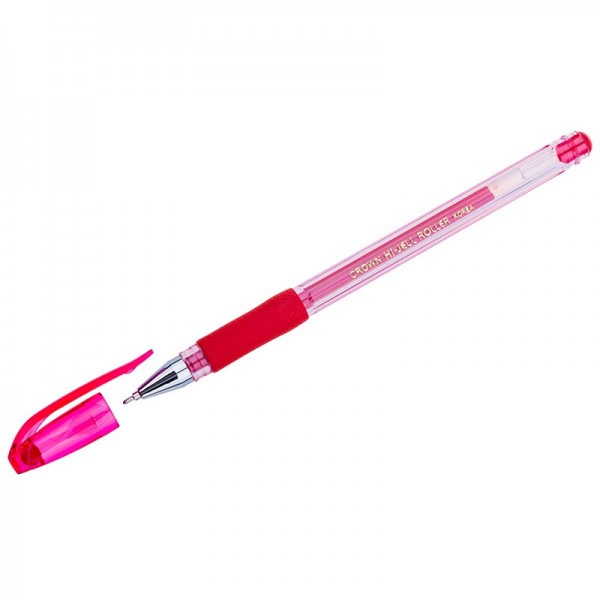 Ручка гелевая красный 0,7мм Crown Hi-Jell Needle Grip  игольчатый стержень 245942