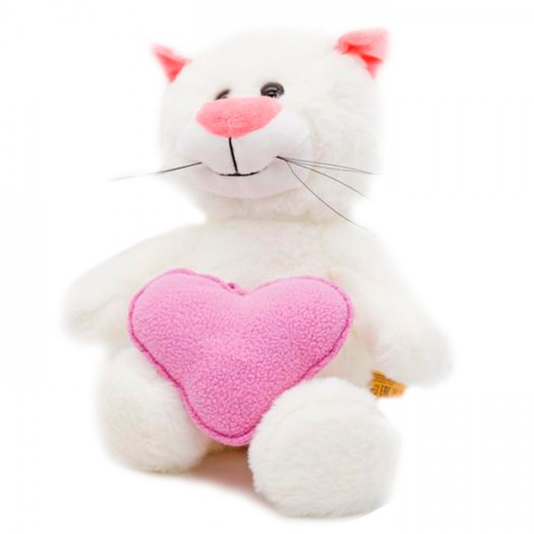 Мягкая игрушка Кошка Глория 24/35 см с розовым сердцем 0800823-33