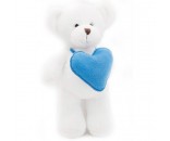 Мягкая игрушка Мишка Аха белоснежный 33 см с голубым сердцем 0913333S-60