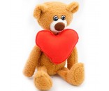 Мягкая игрушка Медведжонок Ермак коричневый сердце флис красный 21/32 см 09678B21-44