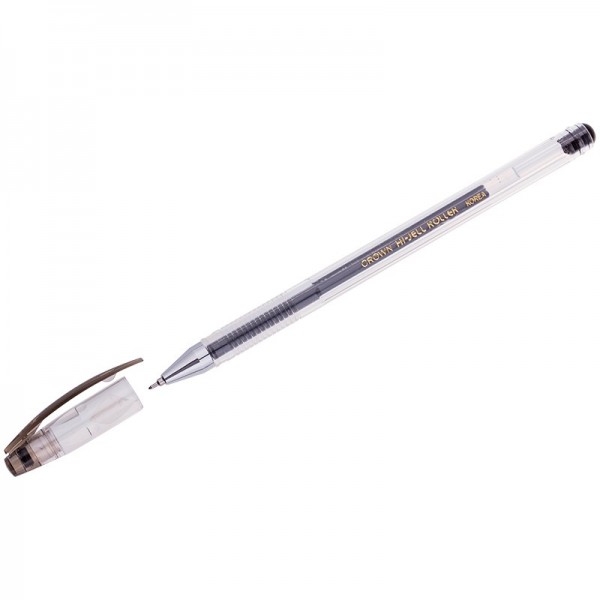 Ручка гелевая черная 0,5мм Crown Hi-Jell Grip игольчатый стержень HJR-500NB
